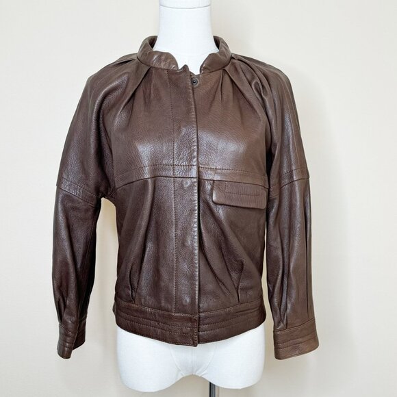 Proenza Schouler Roll Collar Brown Leather Jacket | Size 2 | NWT Color Variation - Picture 2 of 16